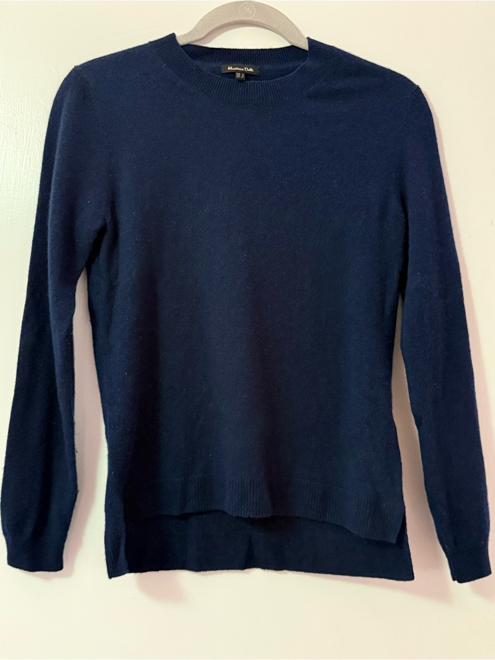 Massimo Dutti Navy Crewneck Cashmere-Blend Sweater